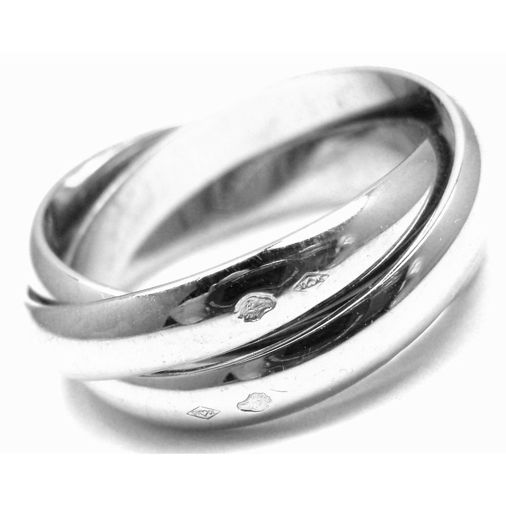Authentic! Cartier 18k White Gold Trinity Band Ring Size 53 Us 6 1/4​